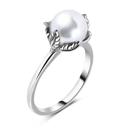 Classy Pearl Silver Ring NSR-744